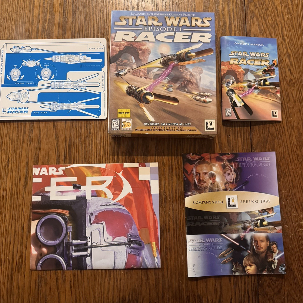 NO GAME Star Wars Episode 1: Racer Limited Edition Box Manual Poster Schematics